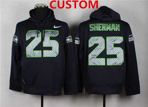 Mens Seattle Seahawks Custom Nike Navy Blue Hoodie->customized nfl jersey->Custom Jersey